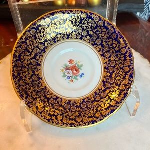 Aynsley Bone China Navy & Gold Floral Plate